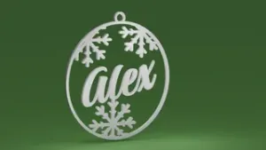 Snowflakes inside a bauble with name Alex (Christmas tree ornament)