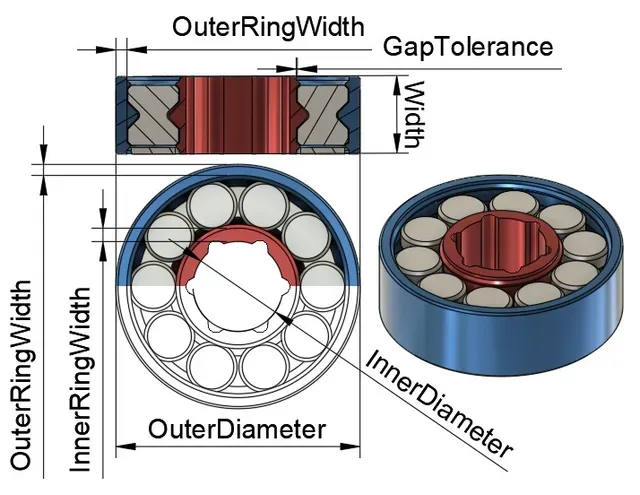608 Bearing (Parametric Fusion360 File, print in place) — Фото 9 из 11