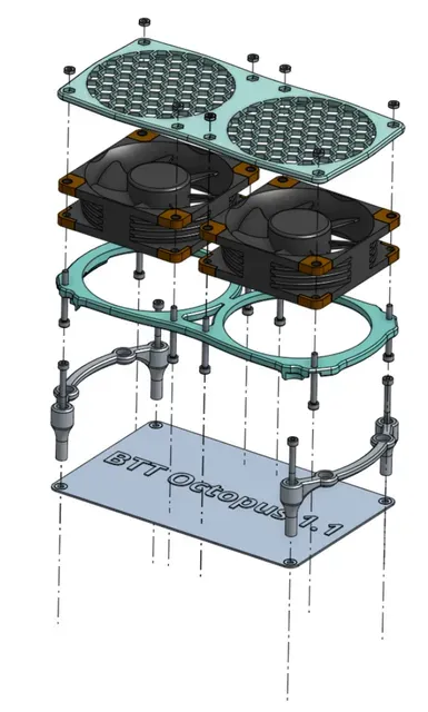 BTT Octopus 2 x 80mm Fan Magnet Mount — Image 3 of 3