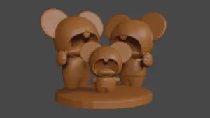 Pokemon inspired, Maushold (Family of 3), Tabletop DnD miniature