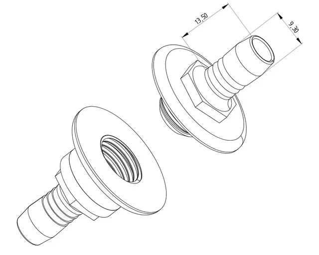 Pass through barb fitting for flexible watercooling tube (ID 6mm x 8mm OD) — Фото 2 из 6