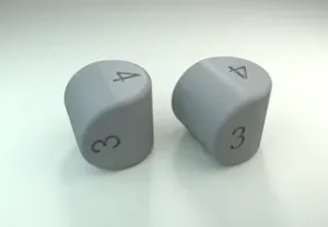 two-sided d4 dice