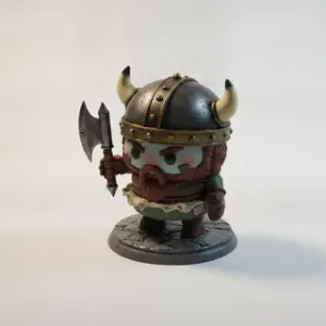 Adorable Kawaii Hamburger Character Wearing Viking Helmet With Horns Figurine 3D Printable