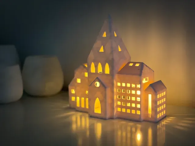 Christmas Modern Tealight Town (for use with 1 or 3 LED tealights)