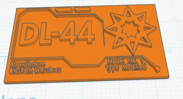 DL-44 Blaster Prop Display Sign (Aurebesh Custom Plaque) — Фото 2 из 6