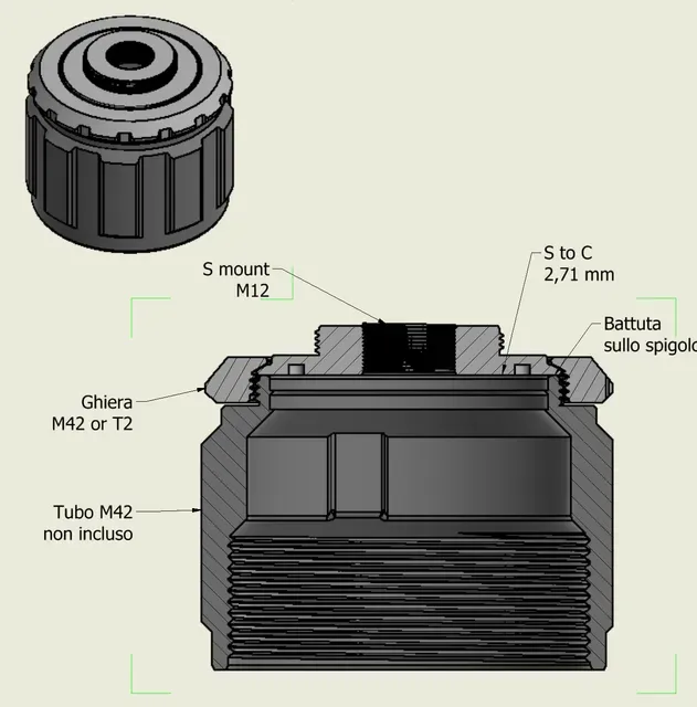 C M12 M42 camera mount