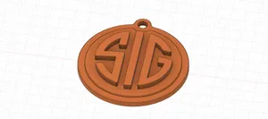Sig Saur logo round key chain with raised letters