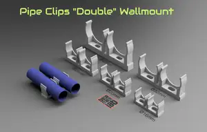 Double Pipe clip - Conduit Clips - Ø 16 / 20 / 25 / 32 / 40mm - Clips Fissatubo Aperto Doppio