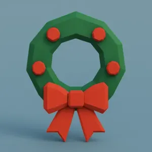 Low Poly Christmas Wreath 3D Model