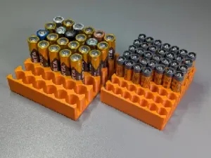 Battery Storage Tray - for AA (36x) + AAA (49x) Batteries - Drawer Organizer