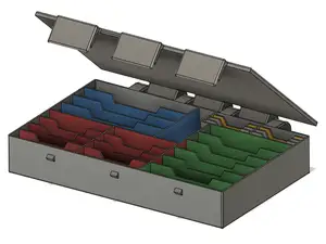 Fully 3D Printed 4-Segment Configurable Storage Box With Hinged Lid and Clasp