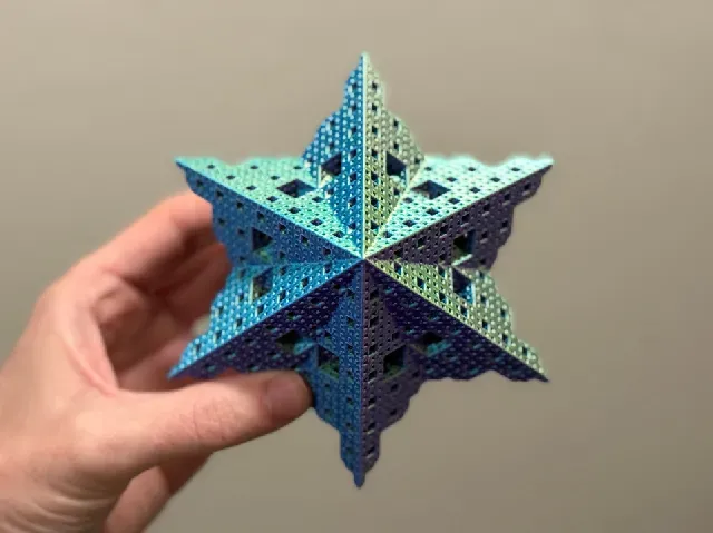 Menger Style Six-Pointed Star Fractal Sculpture | Level 4 — Image 3 of 8