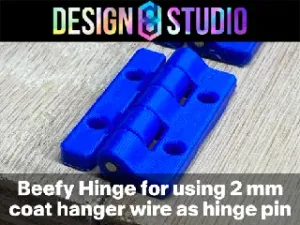 Beefy Simple Hinge by Design8Studio - for using 2mm coat hanger wire as the hinge pin