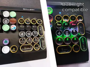 Thermoformed round Cherry MX keycaps for multi color print or the toner transfer technique. Backlight compatible.