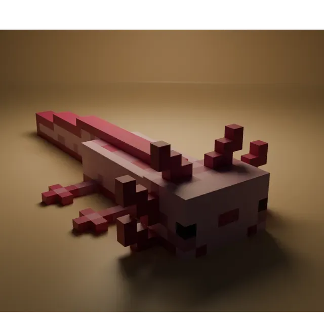 Minecraft Inspired Pink Axolotl - Voxel Cute Pet 3D Printable STL — Image 3 of 5