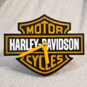Harley Davidson Logo Clock Face with Built-In Clock Mechanism Housing