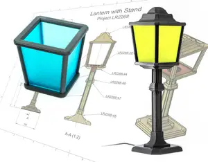 The Modular Lantern Frame, Lid, Pole and Foundation - Low Poly Design