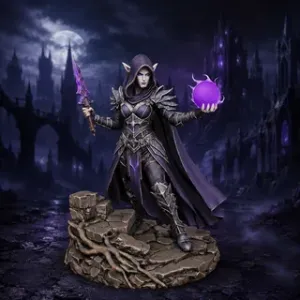 Vhorlath Realms – Dark Elf – Nightveil Hexweaver (Dark Fantasy 3D Printable Miniature STL)