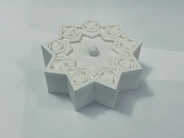 Ridvan Box - A Small Nine Pointed Star Baha'i Jewelry Box with Rosettes, includes gift box — Image 4 of 11