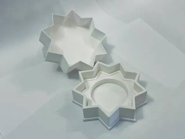 Ridvan Box - A Small Nine Pointed Star Baha'i Jewelry Box with Rosettes, includes gift box — Image 6 of 11