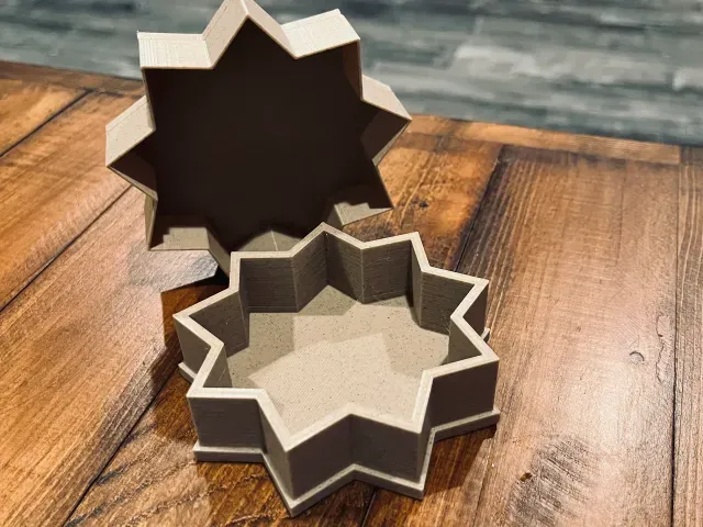 Ridvan Box - A Small Nine Pointed Star Baha'i Jewelry Box with Rosettes, includes gift box — Image 2 of 11