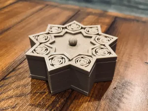 Ridvan Box - A Small Nine Pointed Star Baha'i Jewelry Box with Rosettes, includes gift box