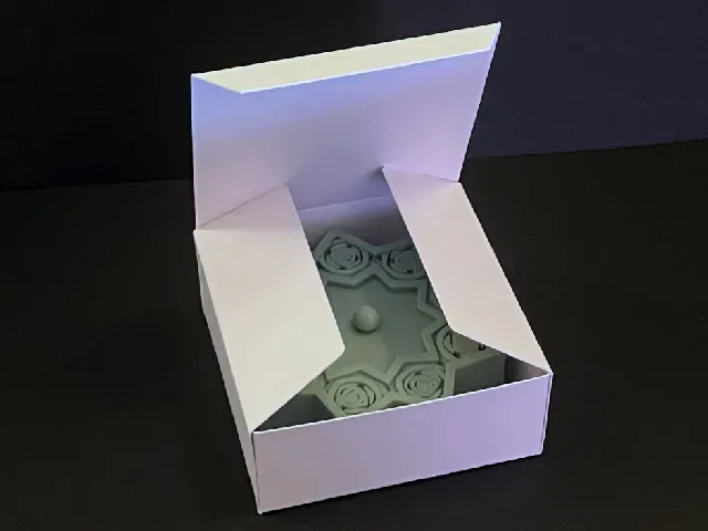 Ridvan Box - A Small Nine Pointed Star Baha'i Jewelry Box with Rosettes, includes gift box — Image 3 of 11