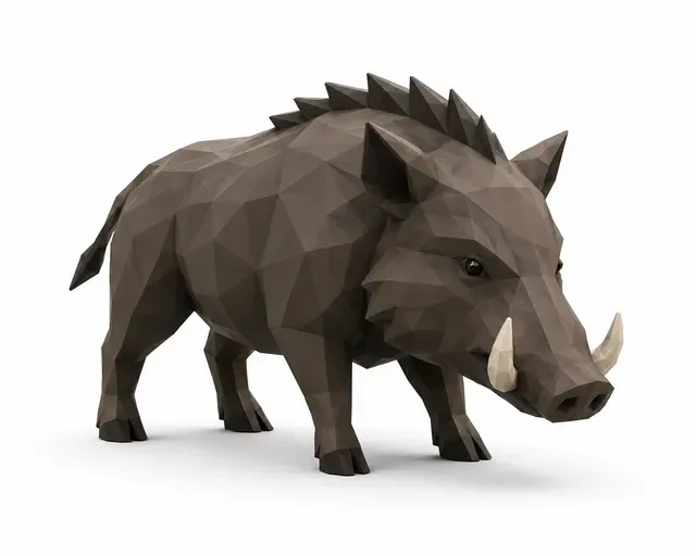 Abstract Minimal Animals – Woodland Power Duo (Low Poly Rhinoceros & Wild Boar) — Image 3 of 3