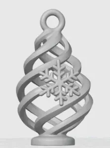 Spiral Tree with Snowflake Ornament