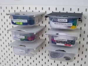 Ikea 365+ food container mount for the Ikea Skadis system.