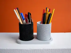 Desk Organizer Set, Twisted & Zigzag Pencil Cups | Vase Mode