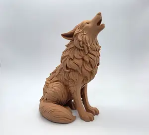 Wood Carved Howling Wolf