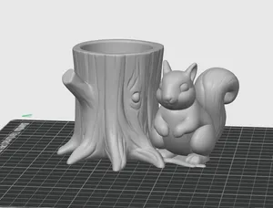 Round tree stump, Woodland Squirrel and Tree Stump - Pen Holder / Box / organizer