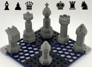 Chess Set Pieces - Nozzle Hexagonal Theme - Two of Each: Pawn Knight Bishop Rook Queen King