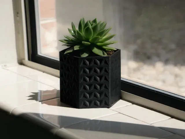 Tri-Hex Planter Pot, 4 inches, with Drainage Holes, Drip Tray — Фото 2 из 5