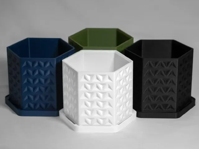 Tri-Hex Planter Pot, 4 inches, with Drainage Holes, Drip Tray — Фото 4 из 5