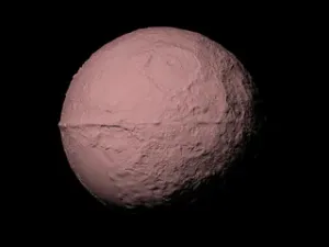 Iapetus with known topography scaled one in ten million