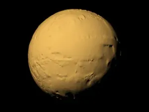 Titan with exaggerated topography scaled one in sixty million