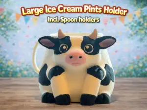 Black and White Cow Ice Cream Pints Holder