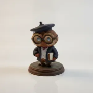 Adorable Chibi Owl Wearing Professor Outfit With Graduation Cap Figurine 3D Printable