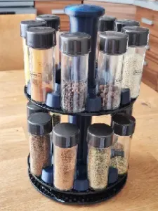 Spices in a rotating stand