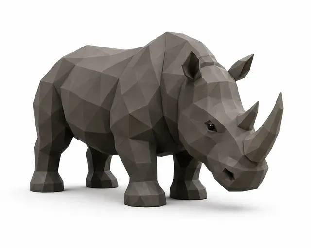 Abstract Minimal Animals – Woodland Power Duo (Low Poly Rhinoceros & Wild Boar) — Image 2 of 3