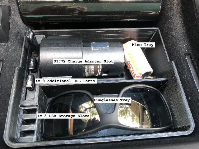 Tesla Model 3 Console Tray with integrated USB Hub + J1772 Slot — Фото 3 из 4