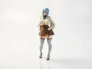 Anime Girl Figurine Female Character 3D Printable