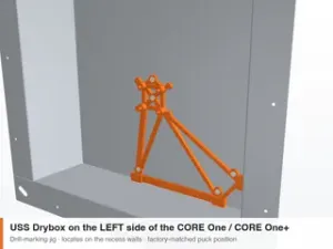 USS Drybox LEFT-Side Drill Jig for Prusa CORE One / CORE One+ (magnetic, factory-matched)