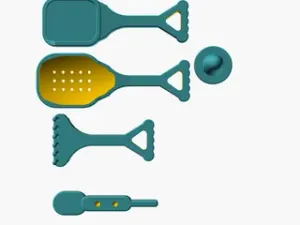 Beach Sandcastle Kit — 8-Piece Mould & Tool Set (castle buckets + sieve, rake, shovel, tamper)