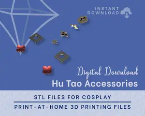 Hu Tao Accessories STL Files - Genshin Impact Cosplay Accessory (Digital Download)