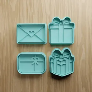 Gift Cookie Cutter STL Bundle | Present & Envelope Fondant Cutter Set | 3D Printable Baking Files