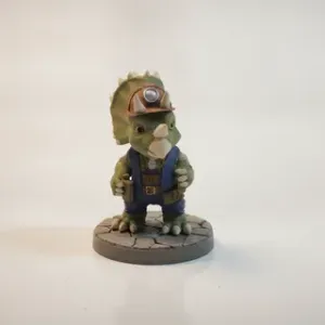 Adorable Triceratops Dinosaur Wearing Construction Worker Hard Hat Figurine 3D Printable