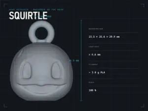 Squirtle Head Keychain — 30 mm Chibi Charm